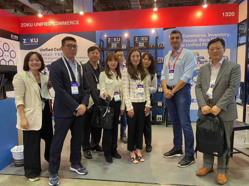 Group of people at trade show